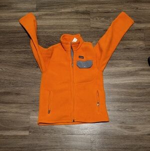 Patagonia Kids Orange Fleece Jacket with Gray Pocket